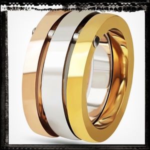 ✨🌙NWT*-Tri-Colored Ring Set Gold,Rose-gold,Silver